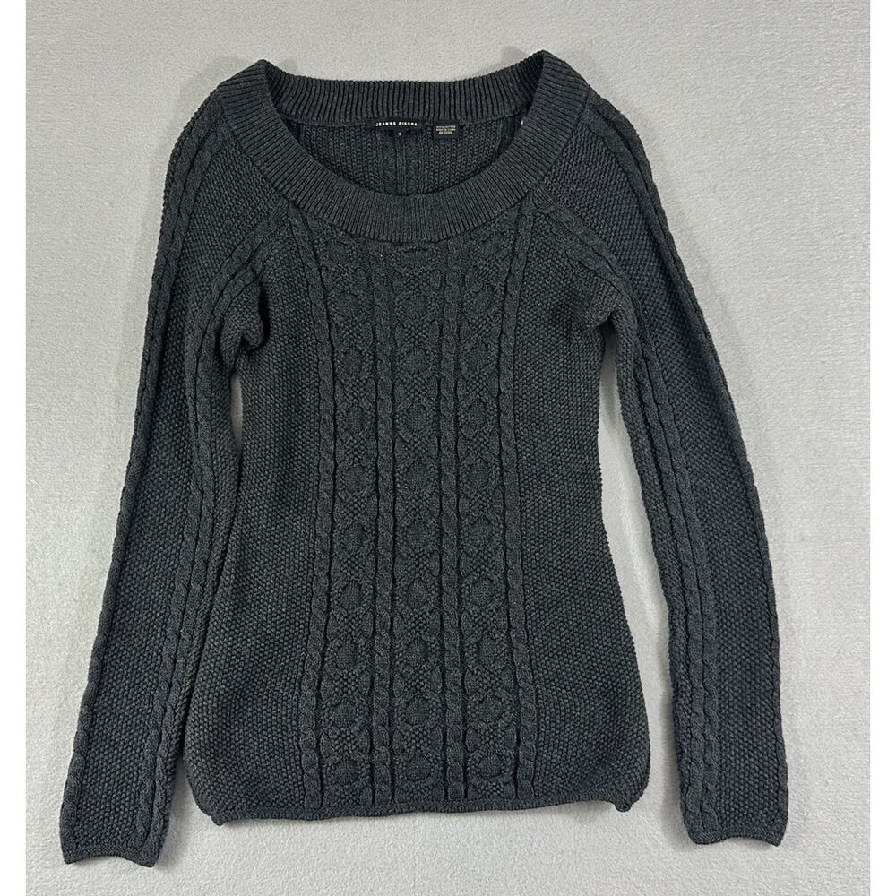 Jeanne Pierre‎ 100% Cotton Chunky Cable Knit Gray Sweater Women’s Size S EUC